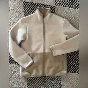 The North Face Kids Two-Tone Cream & Tan Teddy Reversible Fleece Jacket